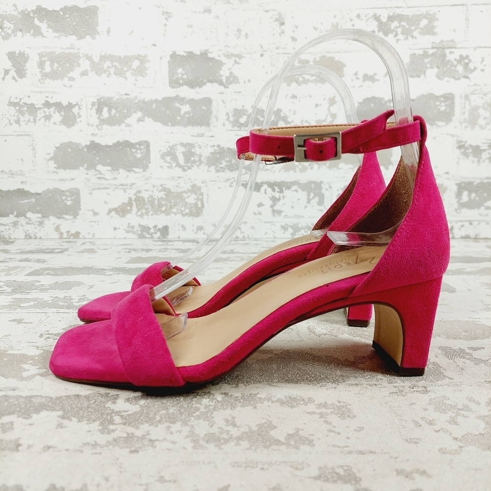 New 27 EDIT IRISS Pink Fuschia Suede Leather Dress Sandal W87